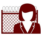 Graphic of attorney in front of a fence with barbed wire
